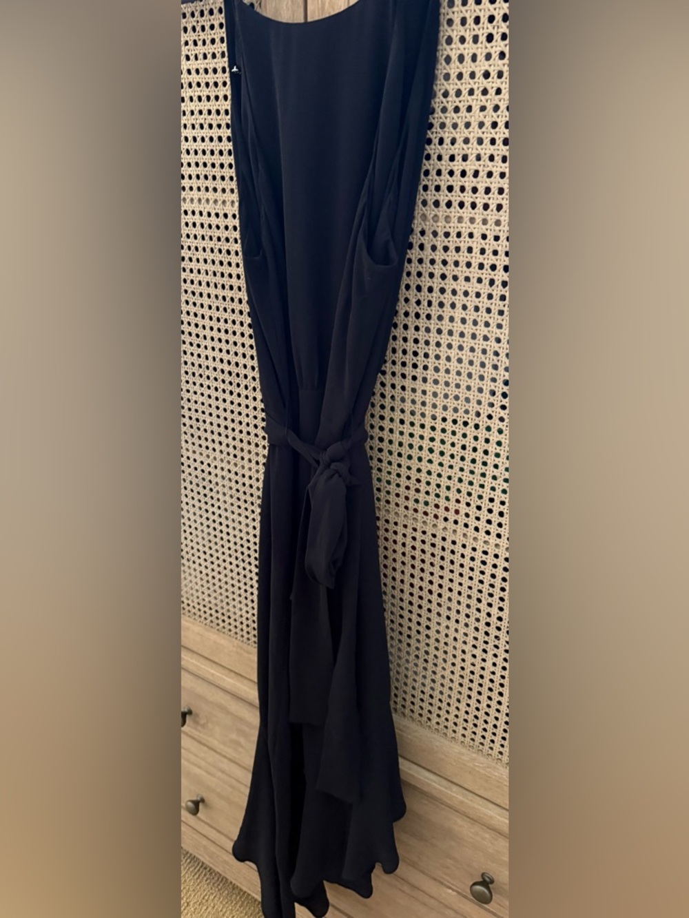 CeCe Black Sleeveless Maxi Dress with Tie Waist